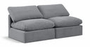 Indulge 70" Velvet Upholstered 2pc. Armless Modular Loveseat - Grey