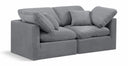 Indulge 70" Velvet Upholstered 2pc. Modular Loveseat - Grey