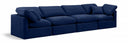 Indulge 140" Velvet Upholstered 4pc. Modular Sofa - Blue