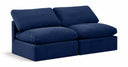 Indulge 70" Velvet Upholstered 2pc. Armless Modular Loveseat - Blue