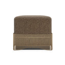 Petit Four Ottoman - Dark Chocolate, Brushed Gold Metal, Fabric 2637-78CC by Caracole