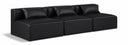 Cube 108" Vegan Leather Upholstered 3pc. Armless Modular Sofa - Black