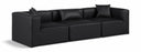 Cube 108" Vegan Leather Upholstered 3pc. Modular Sofa - Black