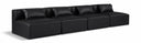 Cube 144" Vegan Leather Upholstered 4pc. Armless Modular Sofa - Black