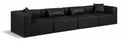 Cube 144" Vegan Leather Upholstered 4pc. Modular Sofa - Black