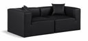 Cube 72" Vegan Leather Upholstered 2pc. Modular Loveseat - Black