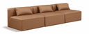 Cube 108" Vegan Leather Upholstered 3pc. Armless Modular Sofa - Brown