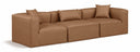 Cube 108" Vegan Leather Upholstered 3pc. Modular Sofa - Brown