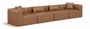 Cube 144" Vegan Leather Upholstered 4pc. Modular Sofa - Brown
