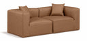 Cube 72" Vegan Leather Upholstered 2pc. Modular Loveseat - Brown