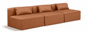 Cube 108" Vegan Leather Upholstered 3pc. Armless Modular Sofa - Cognac