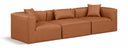 Cube 108" Vegan Leather Upholstered 3pc. Modular Sofa - Cognac