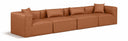 Cube 144" Vegan Leather Upholstered 4pc. Modular Sofa - Cognac