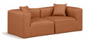 Cube 72" Vegan Leather Upholstered 2pc. Modular Loveseat - Cognac