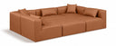 Cube 108" Vegan Leather Upholstered 6pc. Modular Sectional - Cognac