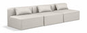 Cube 108" Vegan Leather Upholstered 3pc. Armless Modular Sofa - Cream