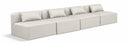 Cube 144" Vegan Leather Upholstered 4pc. Armless Modular Sofa - Cream