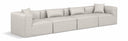 Cube 144" Vegan Leather Upholstered 4pc. Modular Sofa - Cream