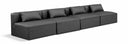 Cube 144" Vegan Leather Upholstered 4pc. Armless Modular Sofa - Grey