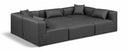 Cube 108" Vegan Leather Upholstered 6pc. Modular Sectional - Grey