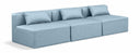 Cube 108" Vegan Leather Upholstered 3pc. Armless Modular Sofa - Light Blue