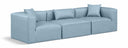 Cube 108" Vegan Leather Upholstered 3pc. Modular Sofa - Light Blue