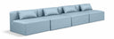 Cube 144" Vegan Leather Upholstered 4pc. Armless Modular Sofa - Light Blue