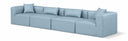 Cube 144" Vegan Leather Upholstered 4pc. Modular Sofa - Light Blue