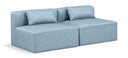 Cube 72" Vegan Leather Upholstered 2pc. Armless Modular Loveseat - Light Blue