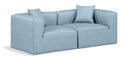 Cube 72" Vegan Leather Upholstered 2pc. Modular Loveseat - Light Blue