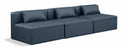 Cube 108" Vegan Leather Upholstered 3pc. Armless Modular Sofa - Blue