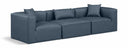Cube 108" Vegan Leather Upholstered 3pc. Modular Sofa - Blue