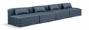 Cube 144" Vegan Leather Upholstered 4pc. Armless Modular Sofa - Blue