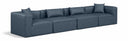 Cube 144" Vegan Leather Upholstered 4pc. Modular Sofa - Blue
