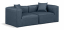 Cube 72" Vegan Leather Upholstered 2pc. Modular Loveseat - Blue