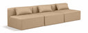 Cube 108" Vegan Leather Upholstered 3pc. Armless Modular Sofa - Tan