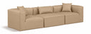 Cube 108" Vegan Leather Upholstered 3pc. Modular Sofa - Tan