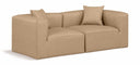 Cube 72" Vegan Leather Upholstered 2pc. Modular Loveseat - Tan