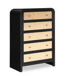 Siena Ash Wood And Natural Cane Chest - Black