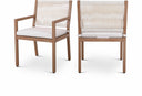 Maui Water Resistant Fabric Upholstered Outdoor Patio Dining Arm Chair - Cream