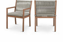 Maui Water Resistant Fabric Upholstered Outdoor Patio Dining Arm Chair - Grey