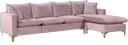 Naomi 110" Velvet Upholstered Reversible Sectional - Pink