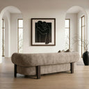 Arnaud - Modern Tan Fabric + Brown Oak Sofa