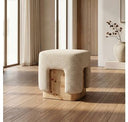 Mayfair - Contemporary Beige Fabric + Burl Bench Ottoman