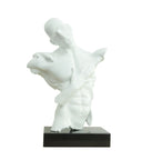 Man Torso Modern White + Black Base Sculpture