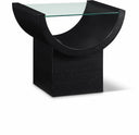 Beverwil Glass Top And Oak Veneer Base End / Side Table - Black