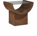 Beverwil Glass Top And Oak Veneer Base End / Side Table - Brown
