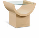 Beverwil Glass Top And Oak Veneer Base End / Side Table - Natural