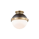 Aged Brass and Distressed Bronze Latham Flush Mount 9.5" by Hudson Valley