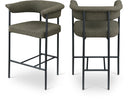 Malin Boucle Fabric Upholstered Counter Stool - Olive